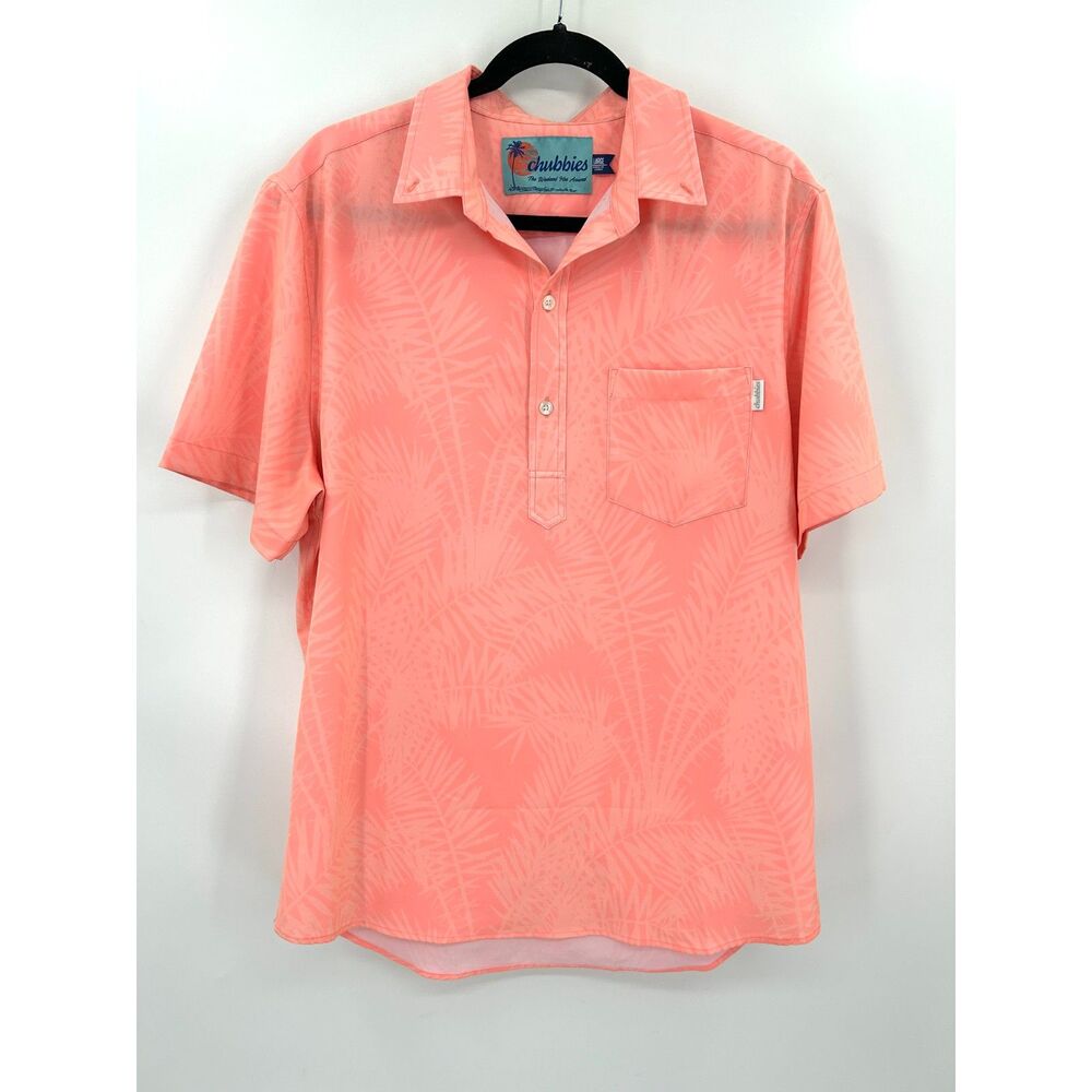 CHUBBIES Coral Palm Print Lightweight Popover Short Sleeve Shirt Mens Size Large
